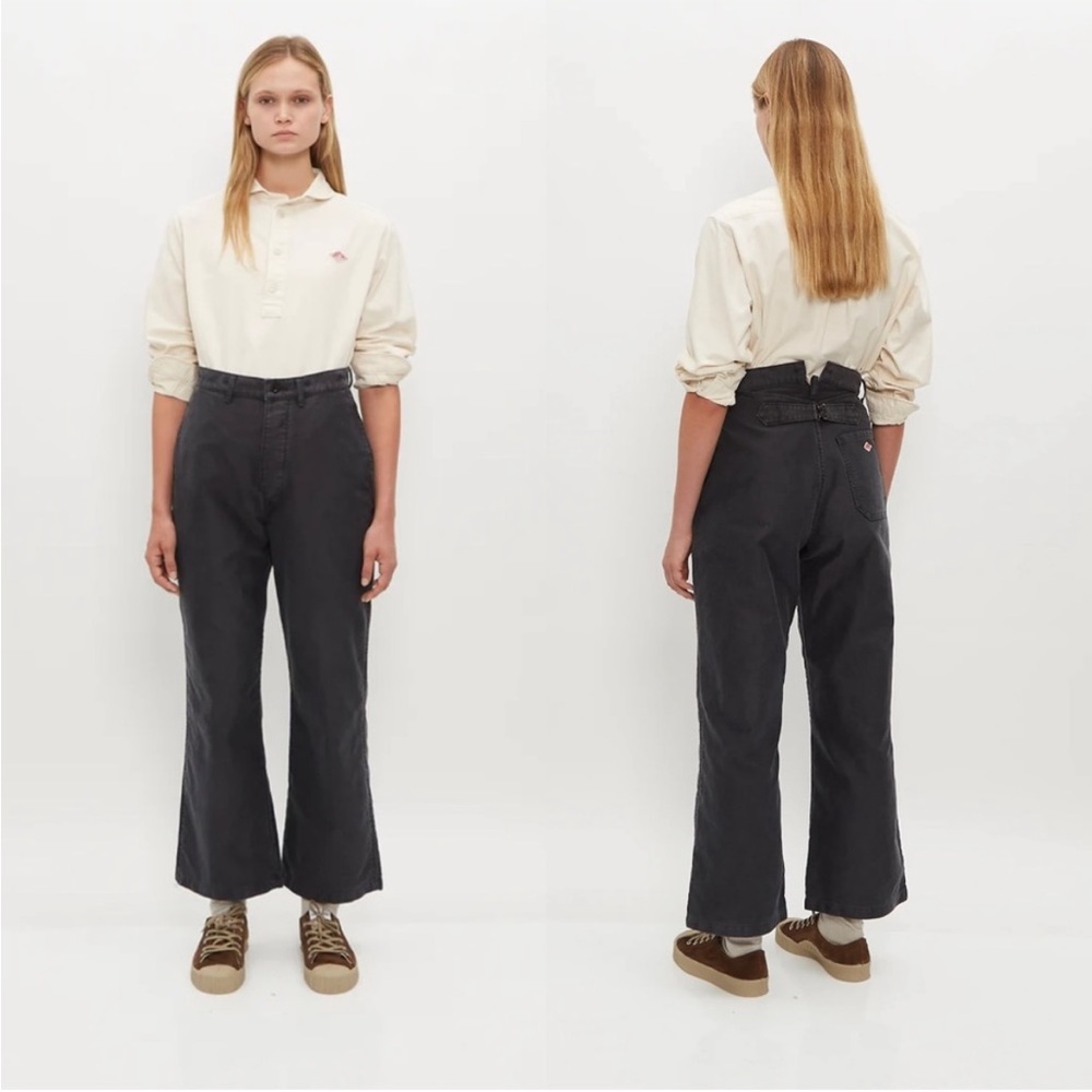 Danton French Cotton High Rise Wide Leg Work Pants Vintage Black 36 La Garconne